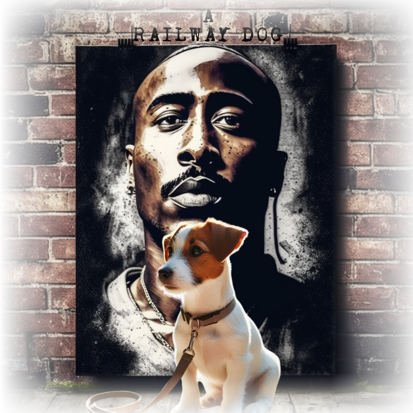 Hip-hop legend Tupac Shakur and a Jack Russell Terrier share a design on a t-shirt.