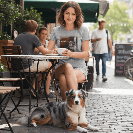 Australian Shepherd graphic t-shirt by A Railway Dog