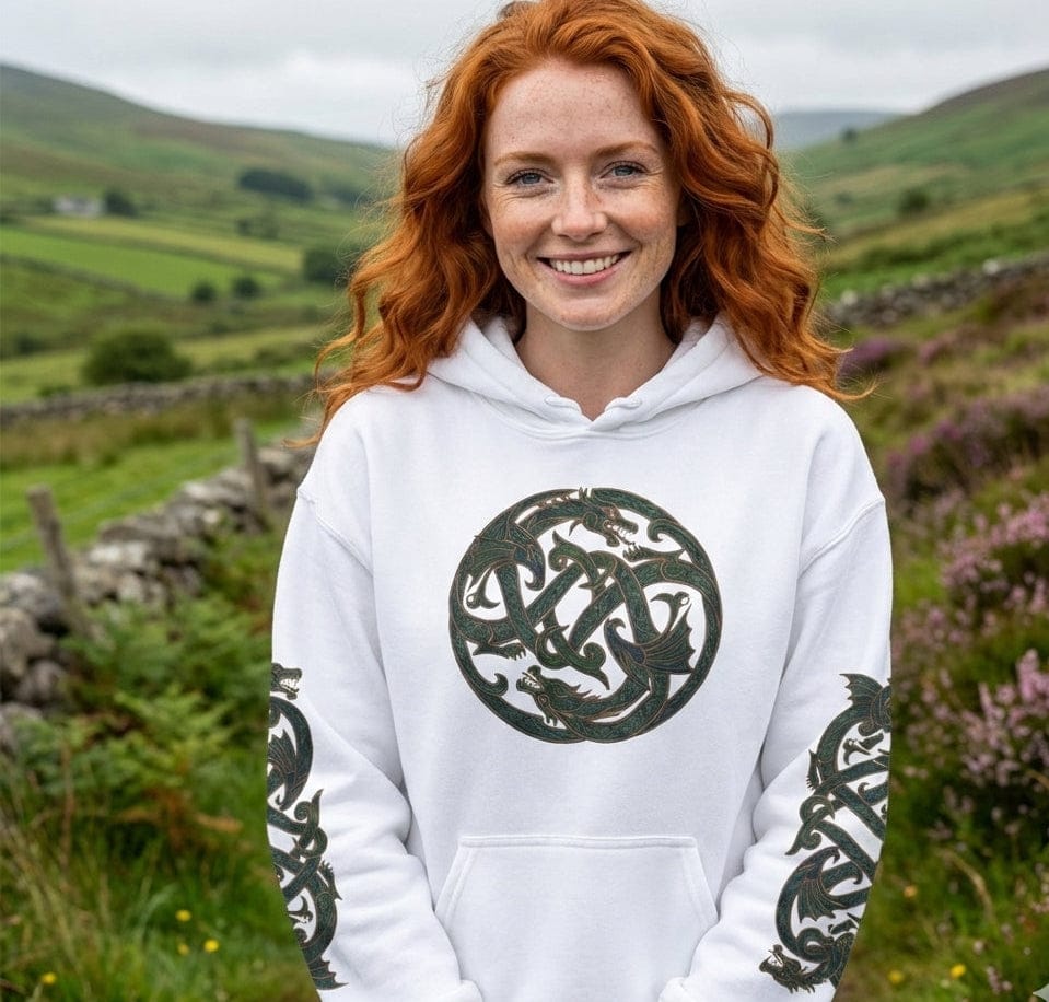 Celtic knot hoodie with Norse tribal sleeve design