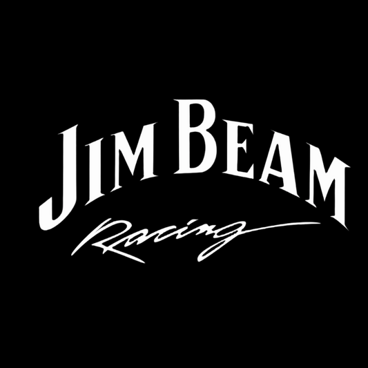 Jim Beam Racing logo in white on a black background