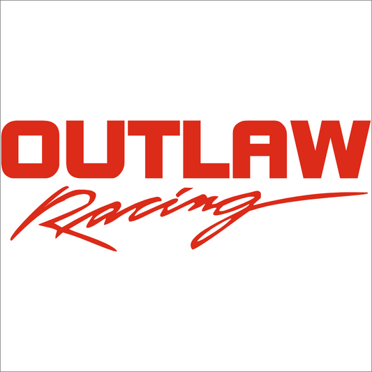 Outlaw Racing logo in red on a white background