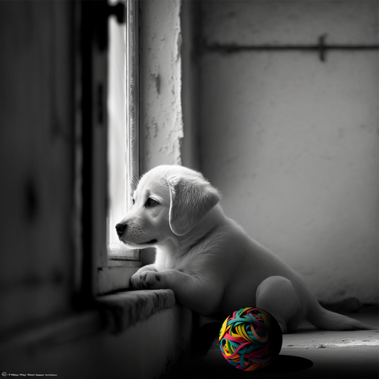 Playtime Bliss: Golden Retriever Puppy and the Ball