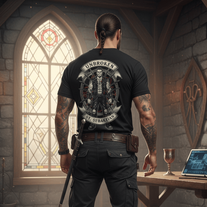 st-sebatian-defender-of-the-faith-t-shirt