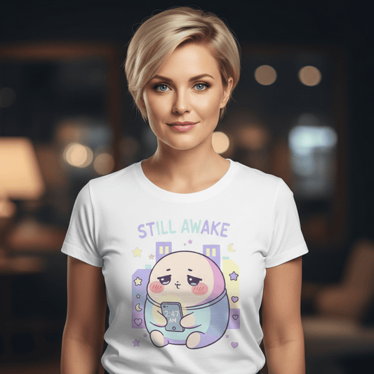 Still Awake Cute Kawaii Sleepy Character T-Shirt - That Should Be on a T-Shirt