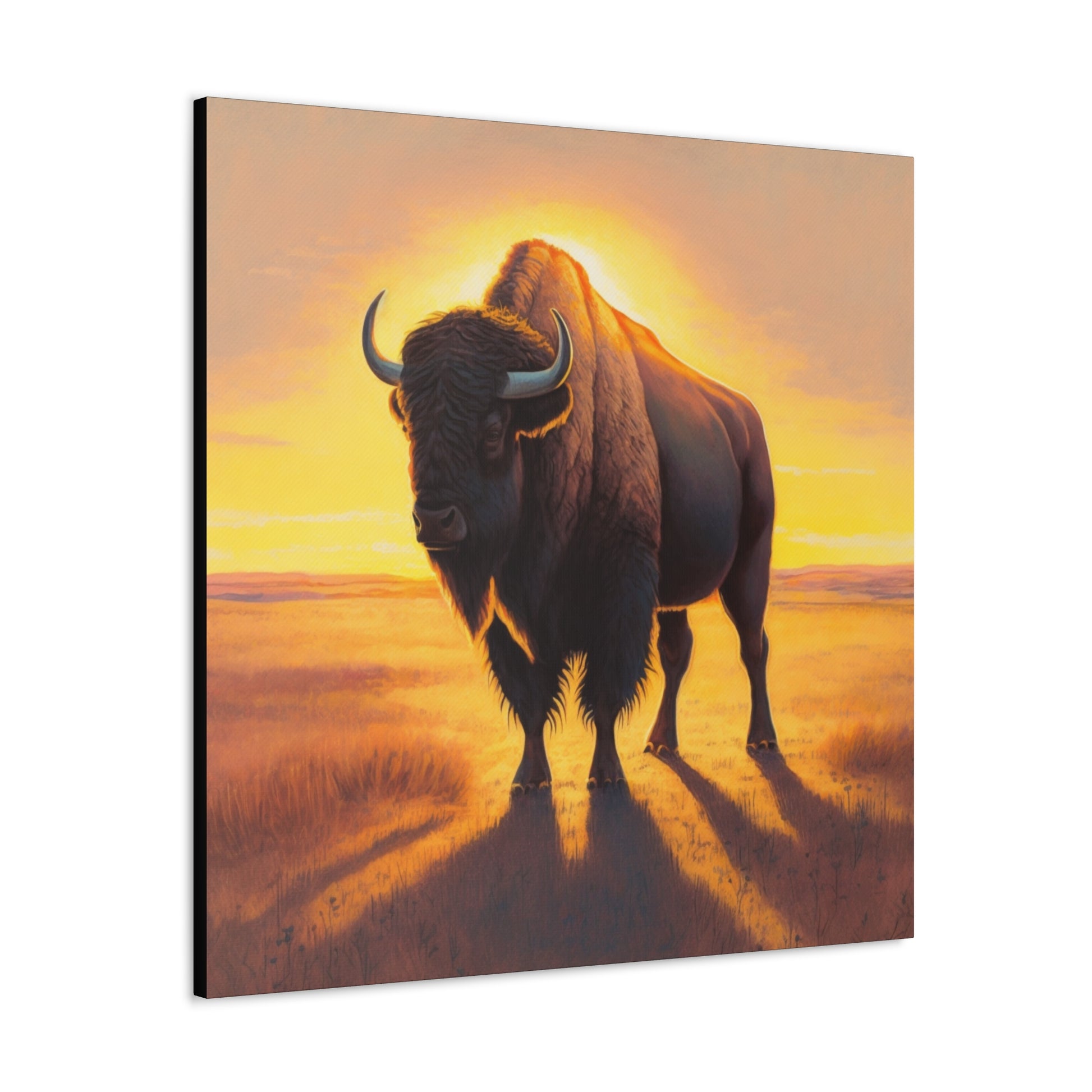 Power and Grace: A Striking Portrait of the American Bison on Canvas - That Should Be on a T-Shirt