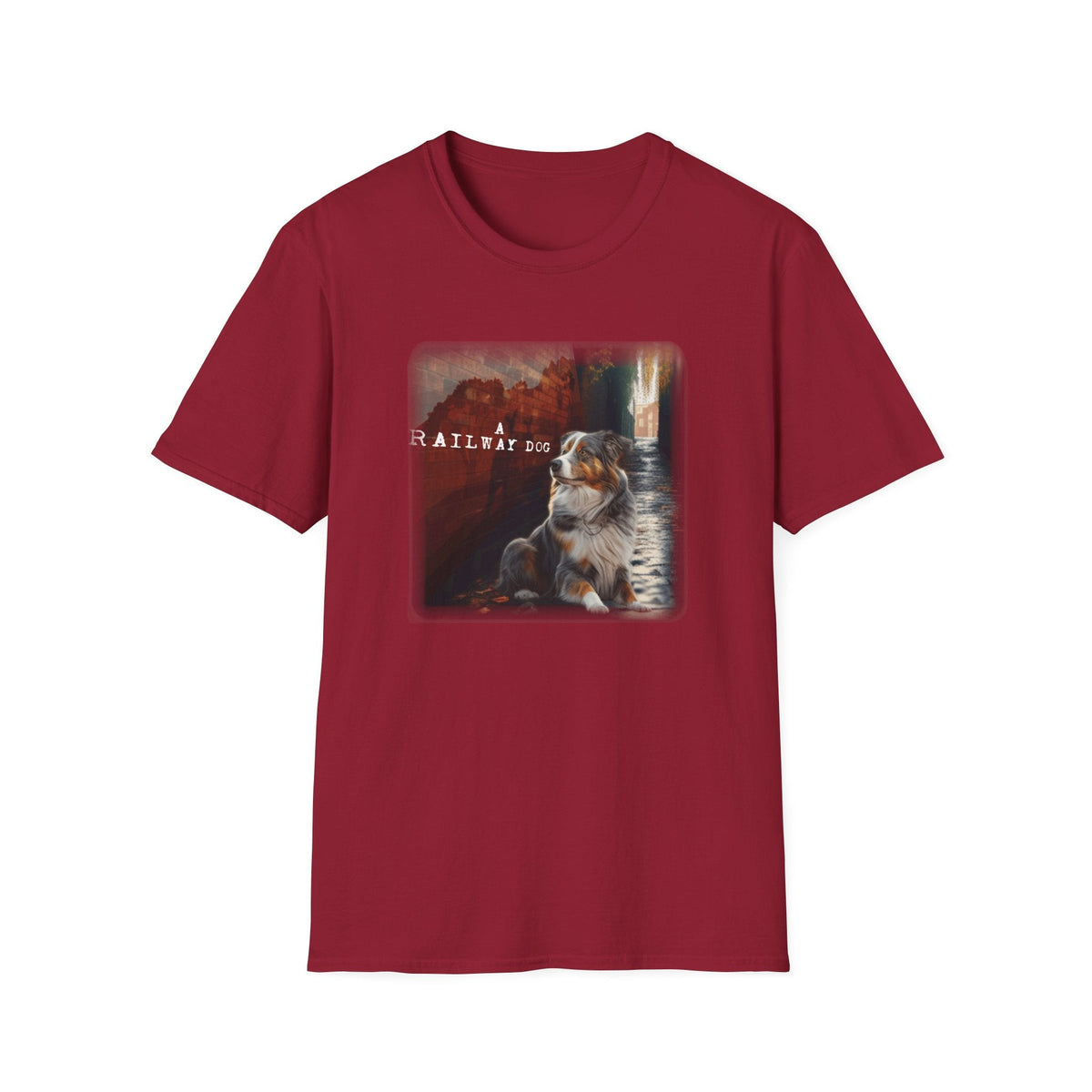 A Railway Dog Premium Graphic T-Shirt - Australian Shepherd Art Tee - That Should Be on a T-Shirt