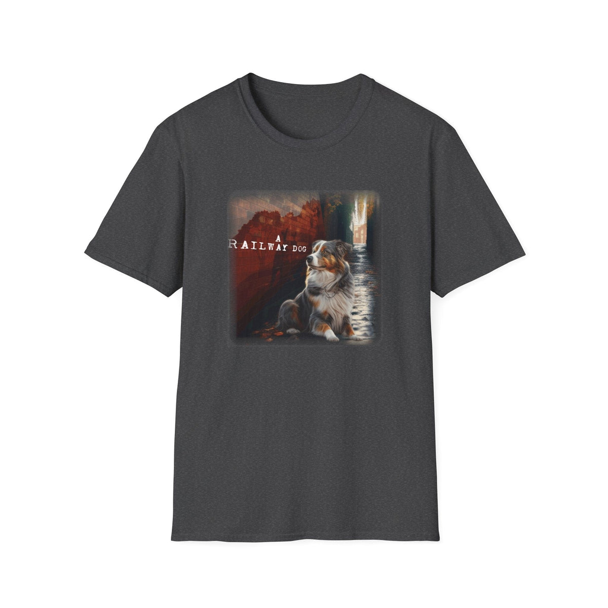 A Railway Dog Premium Graphic T-Shirt - Australian Shepherd Art Tee - That Should Be on a T-Shirt