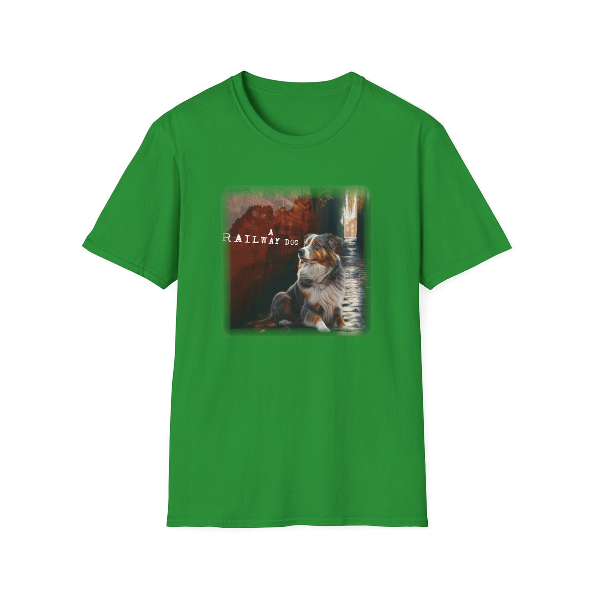 A Railway Dog Premium Graphic T-Shirt - Australian Shepherd Art Tee - That Should Be on a T-Shirt