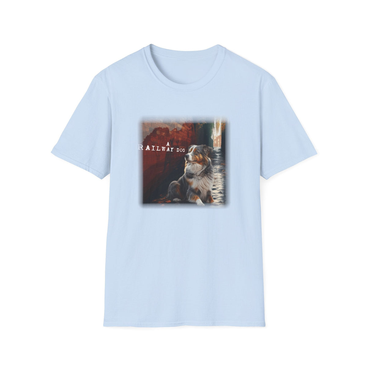 A Railway Dog Premium Graphic T-Shirt - Australian Shepherd Art Tee - That Should Be on a T-Shirt