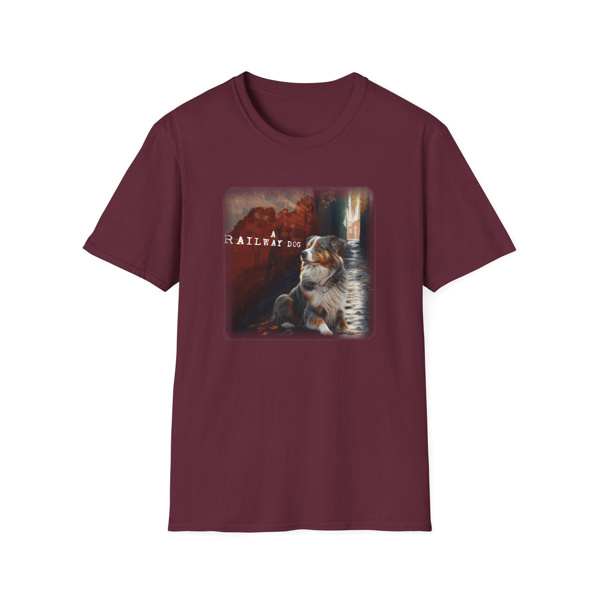 A Railway Dog Premium Graphic T-Shirt - Australian Shepherd Art Tee - That Should Be on a T-Shirt