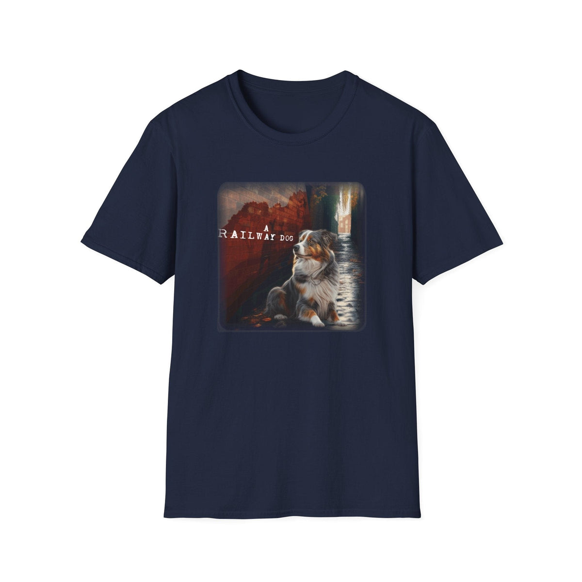 A Railway Dog Premium Graphic T-Shirt - Australian Shepherd Art Tee - That Should Be on a T-Shirt