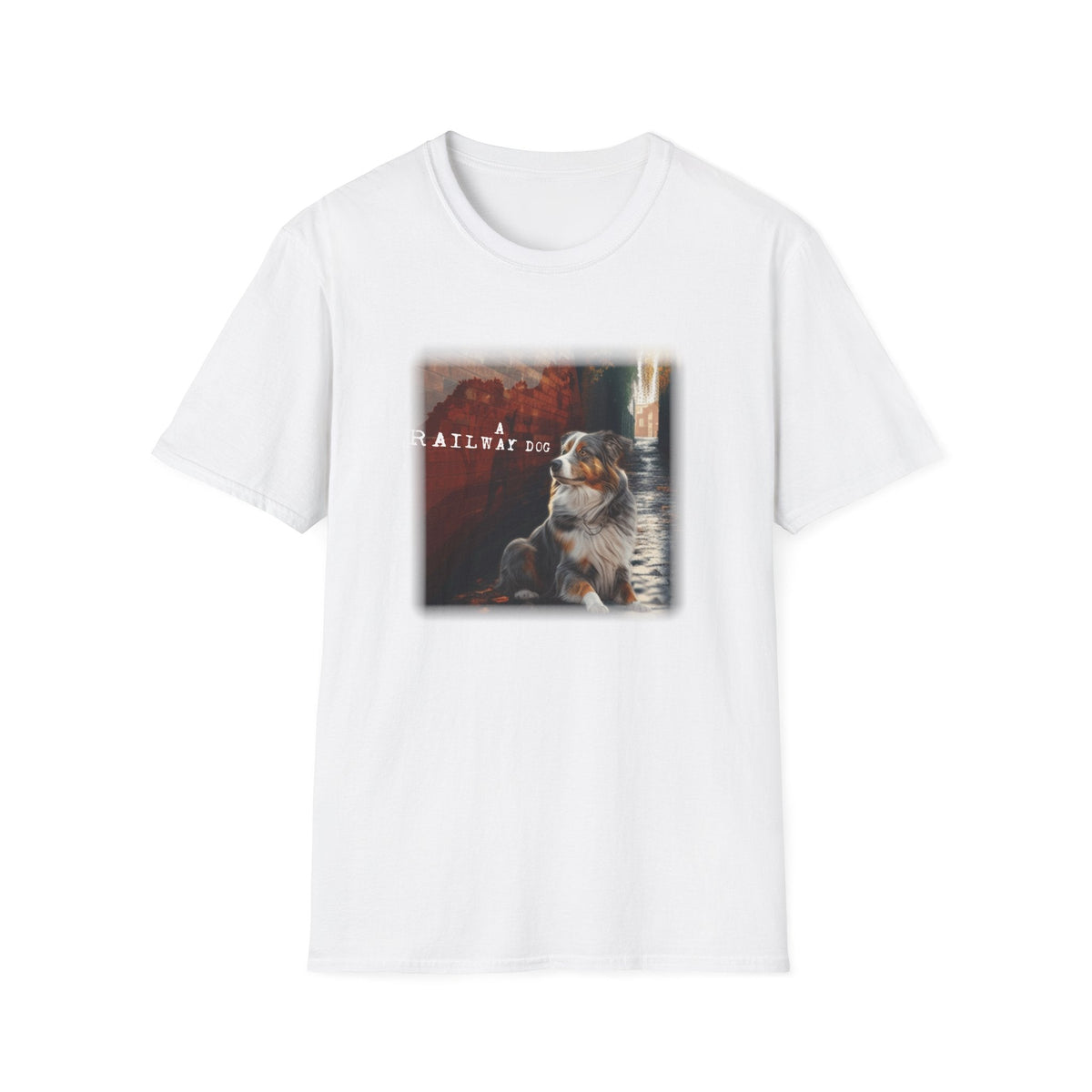 A Railway Dog Premium Graphic T-Shirt - Australian Shepherd Art Tee - That Should Be on a T-Shirt