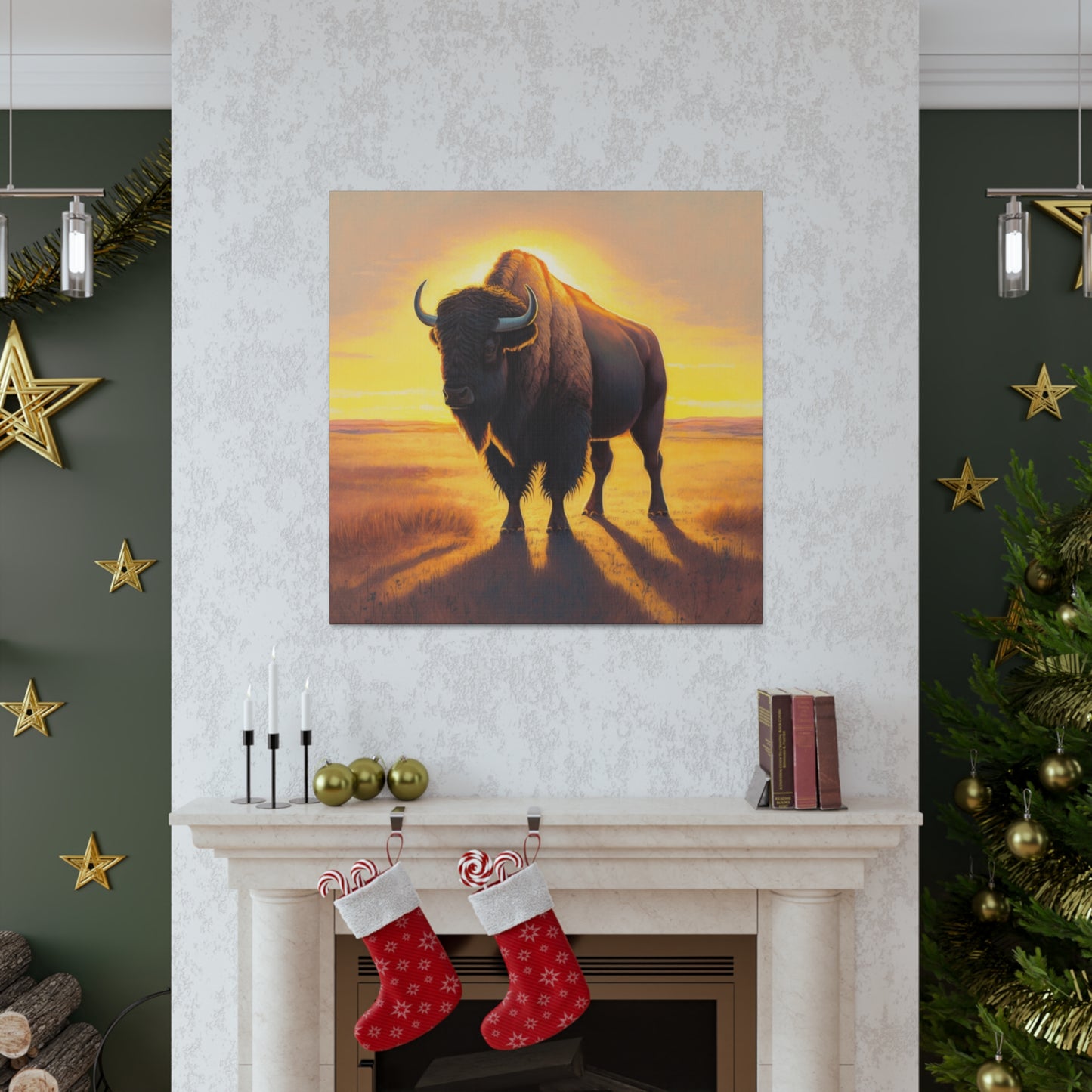 Power and Grace: A Striking Portrait of the American Bison on Canvas - That Should Be on a T-Shirt