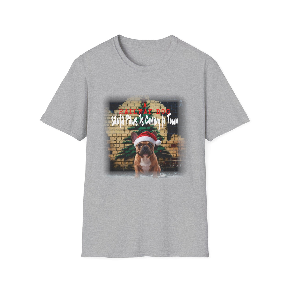 Festive French Bulldog Christmas T-Shirt | Santa Paws Is Coming To Town Tee | Funny Frenchie Holiday Gift - That Should Be on a T-Shirt