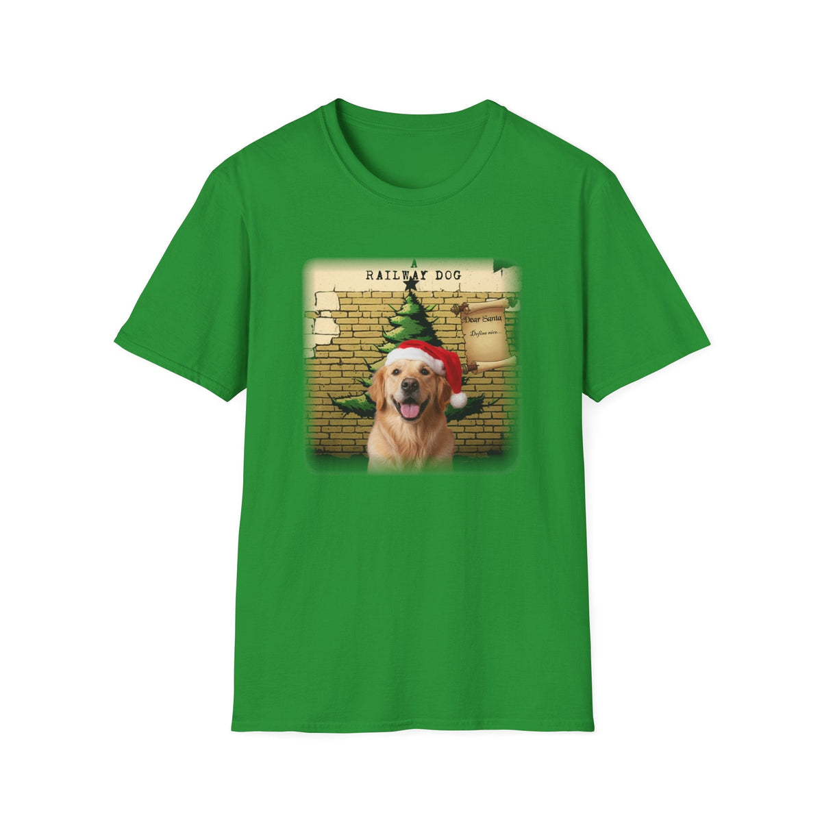 Railway Dog Christmas T-Shirt | Festive Golden Retriever Santa Hat Tee - That Should Be on a T-Shirt