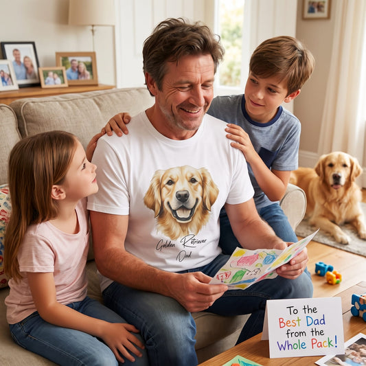 Golden Retriever Dad Graphic Print on Mens Vintage Cotton T-Shirt Dog Lover Gift