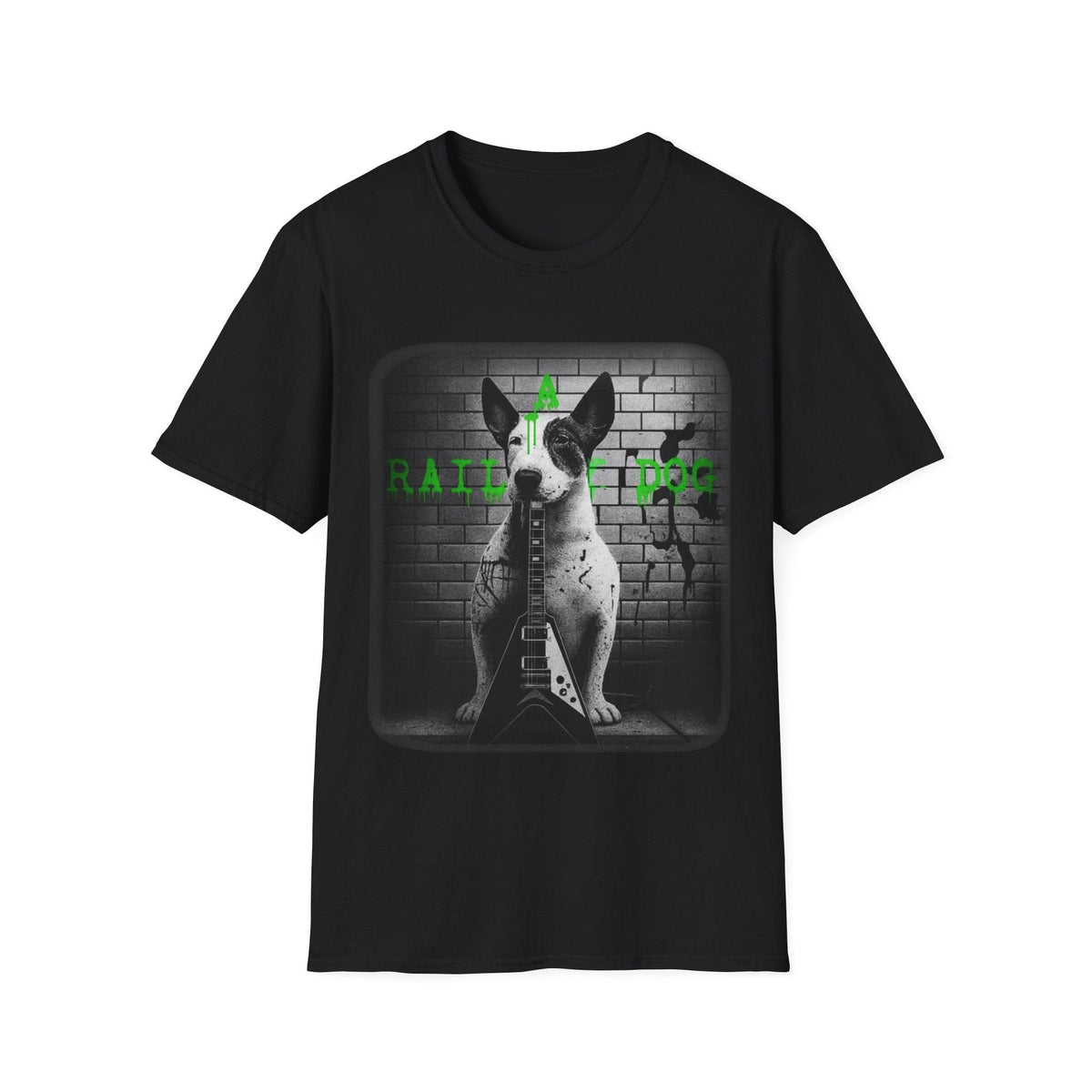 Unleashed: Heavy Metal Bull Terrier & V-Guitar Graphic T-Shirt - That Should Be on a T-Shirt