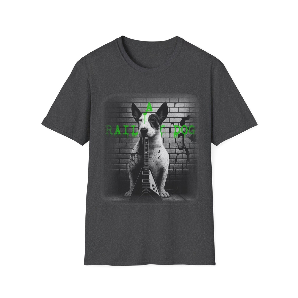 Unleashed: Heavy Metal Bull Terrier & V-Guitar Graphic T-Shirt - That Should Be on a T-Shirt