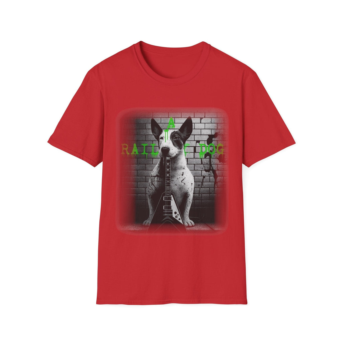 Unleashed: Heavy Metal Bull Terrier & V-Guitar Graphic T-Shirt - That Should Be on a T-Shirt