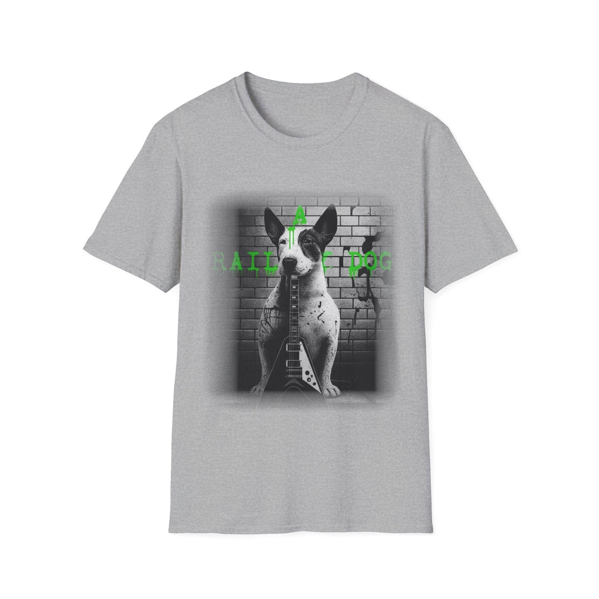 Unleashed: Heavy Metal Bull Terrier & V-Guitar Graphic T-Shirt - That Should Be on a T-Shirt
