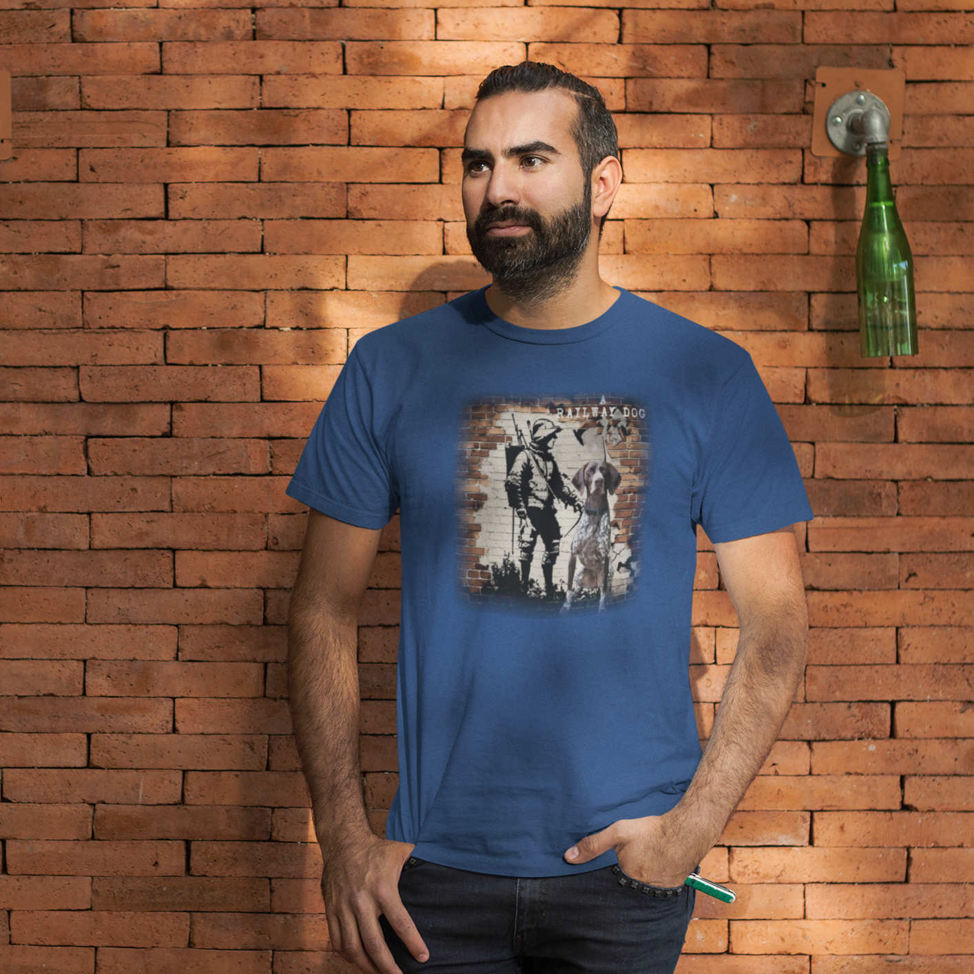 T-shirt with a graphic image of a German Shorthaired Pointer dog.