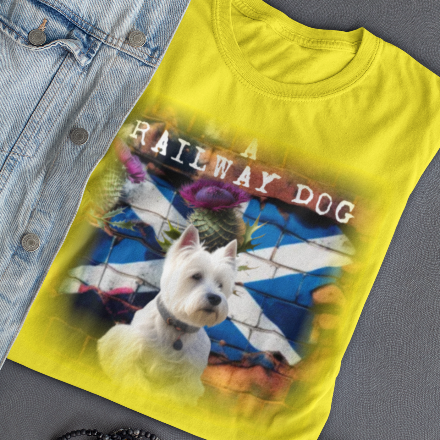 T-shirt featuring a West Highland White Terrier dog, Scottish pride