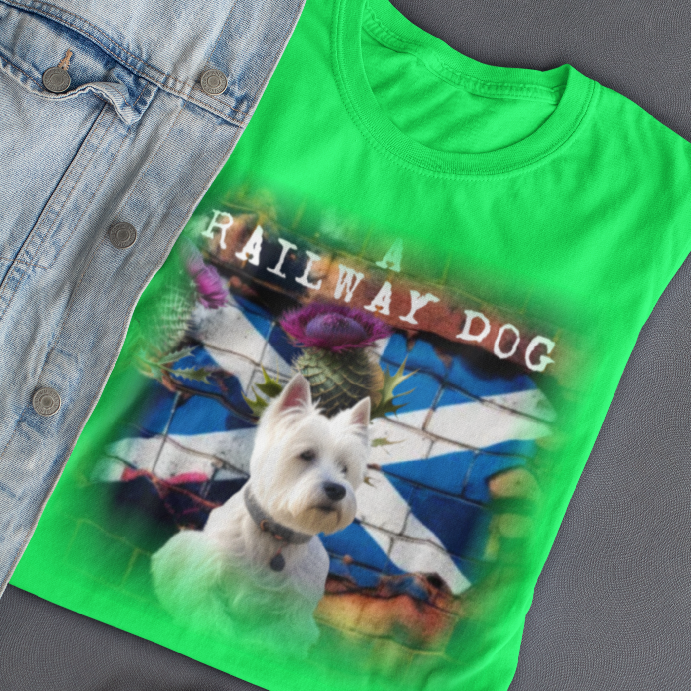 T-shirt featuring a West Highland White Terrier dog, Scottish pride