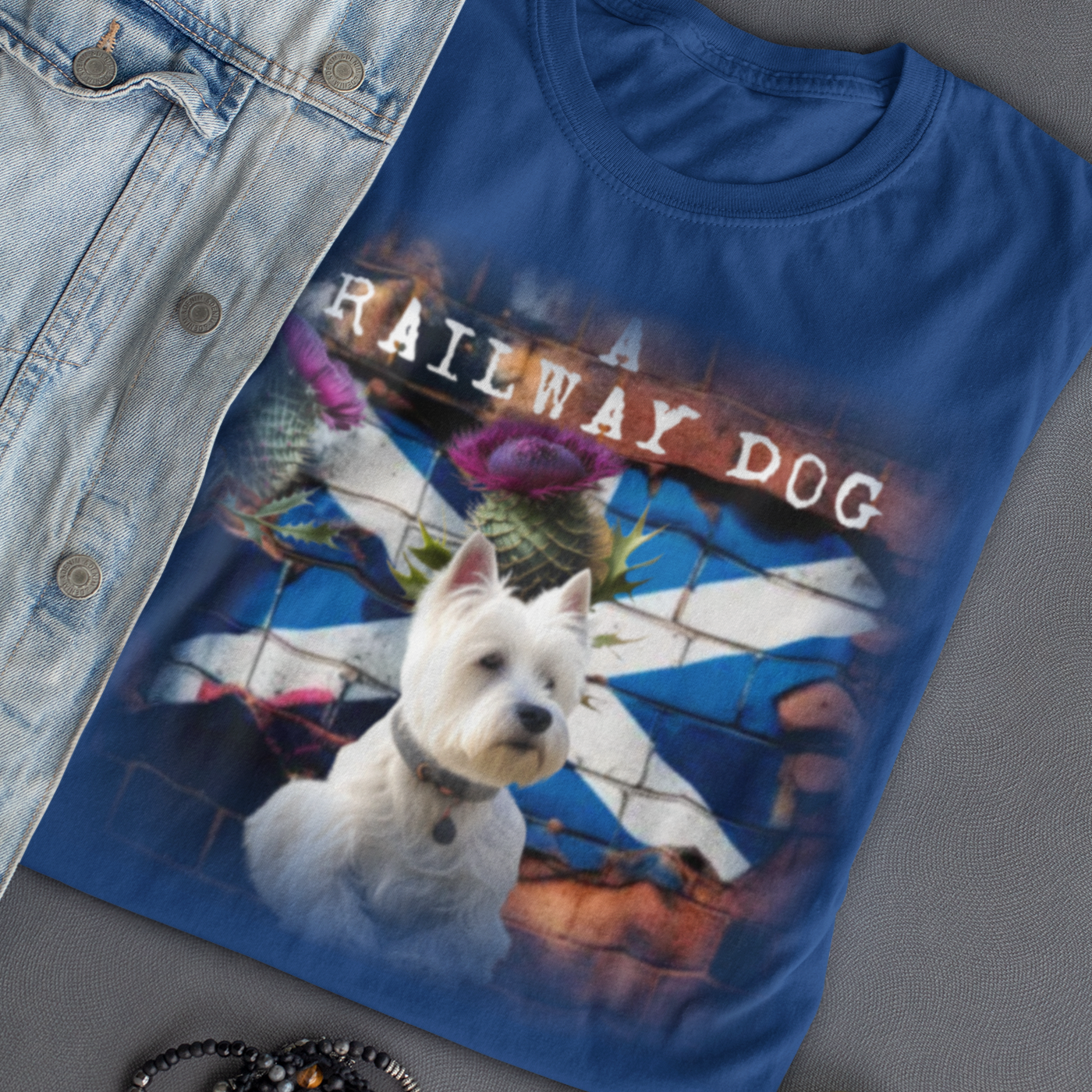 T-shirt featuring a West Highland White Terrier dog, Scottish pride