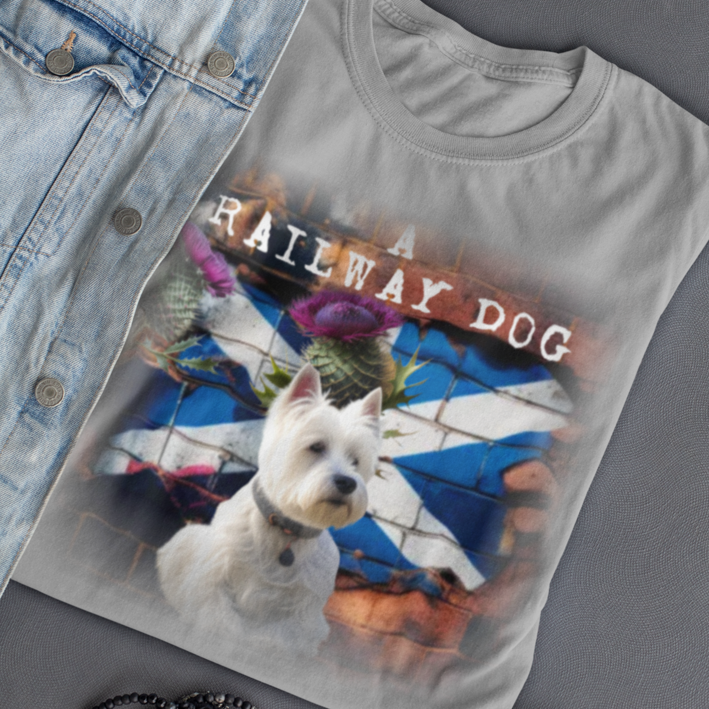 T-shirt featuring a West Highland White Terrier dog, Scottish pride