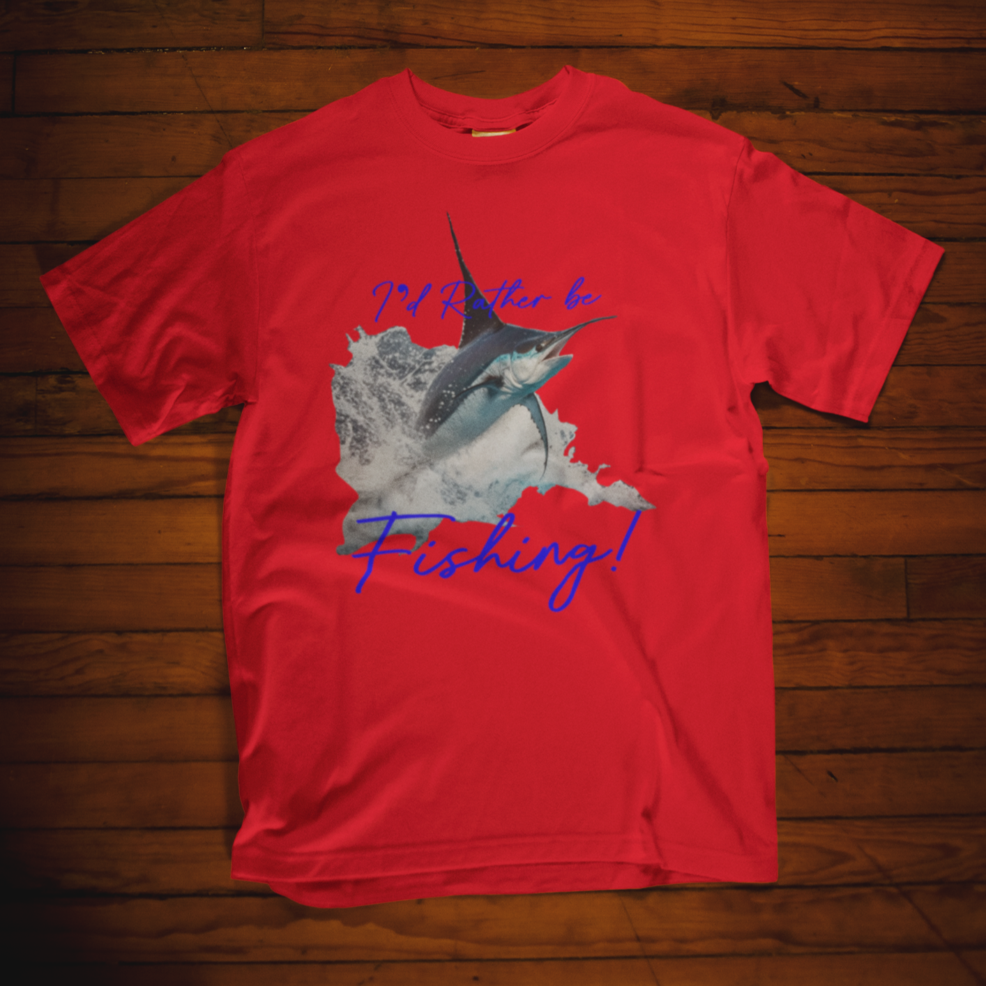 T-shirt featuring a fishing theme