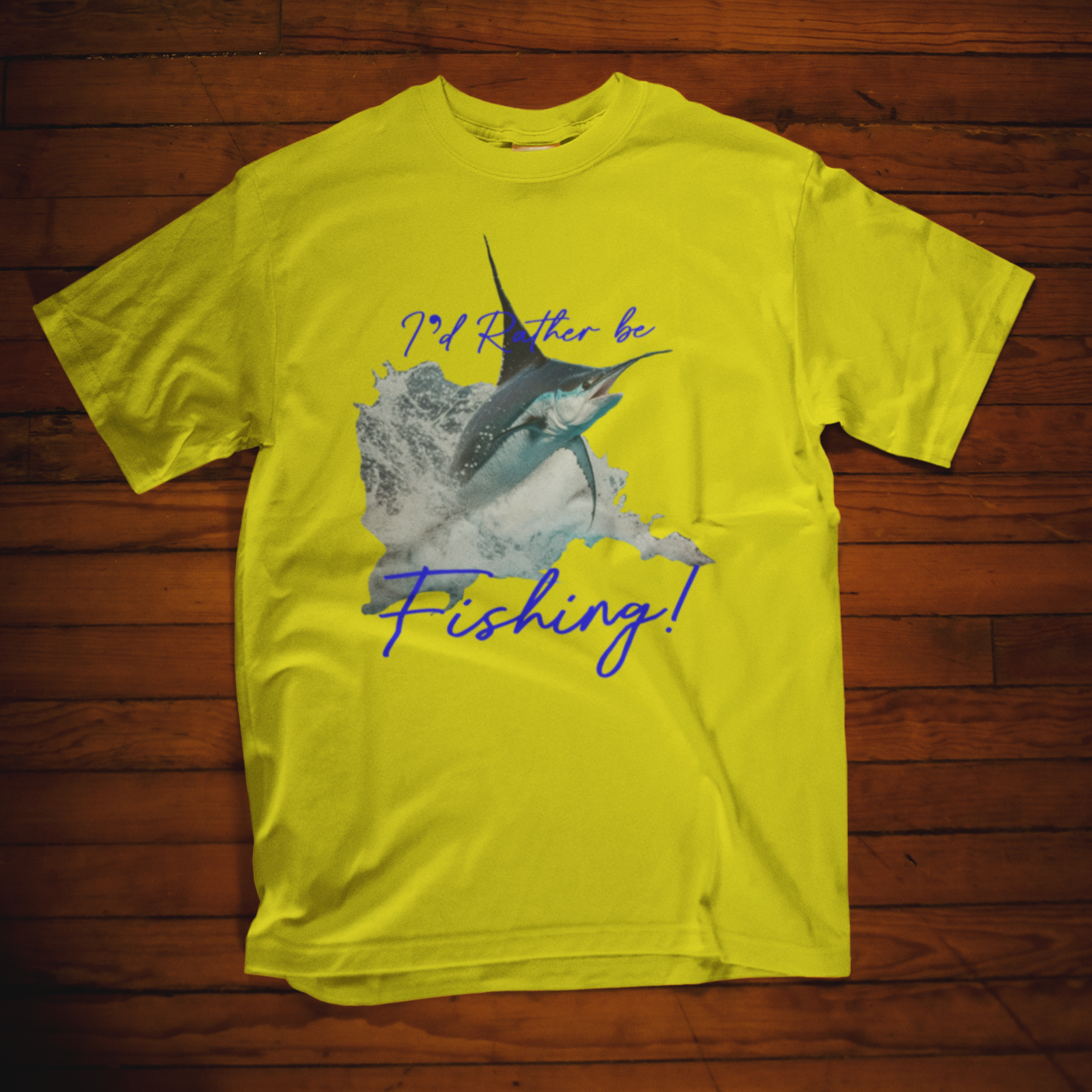 T-shirt featuring a fishing theme