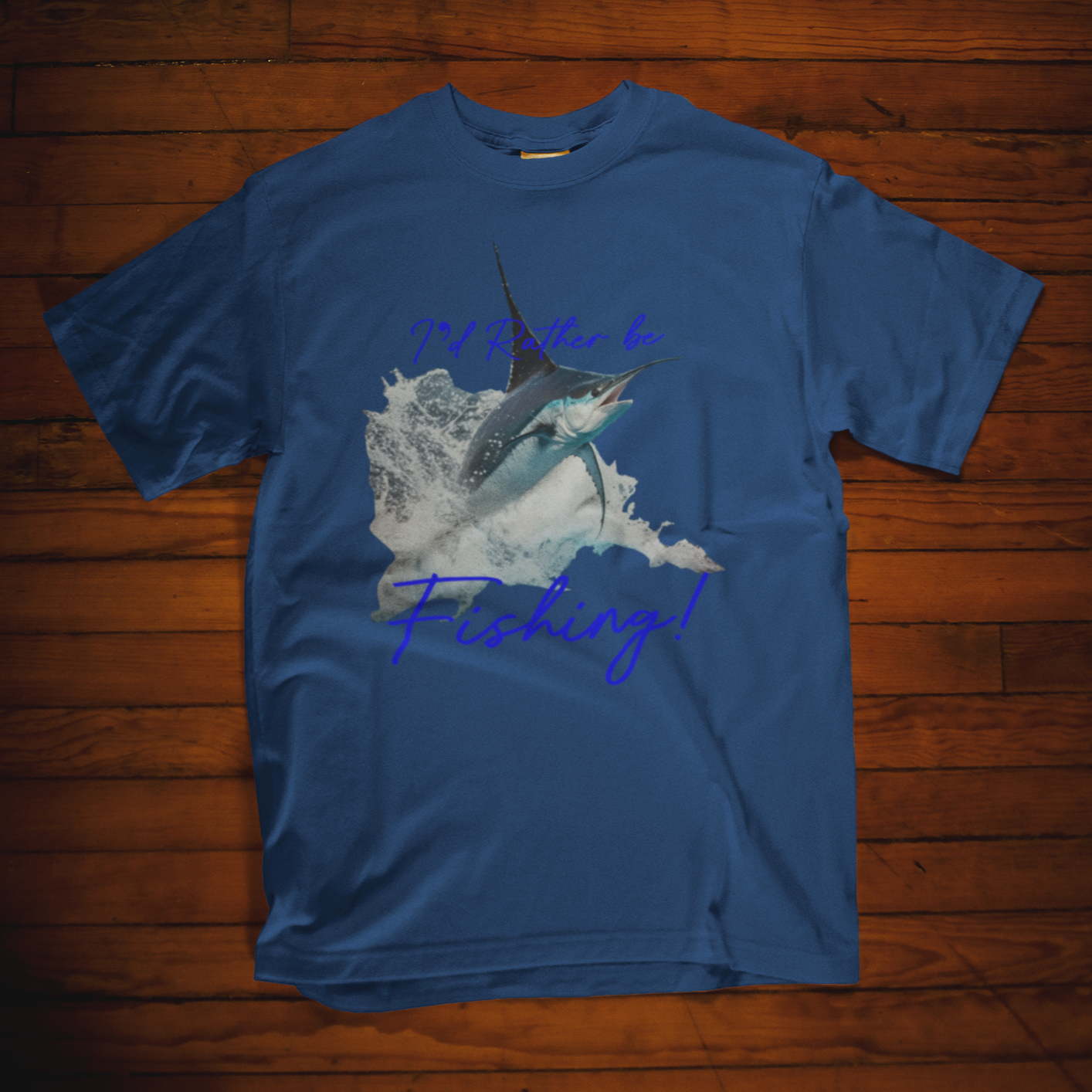 T-shirt featuring a fishing theme