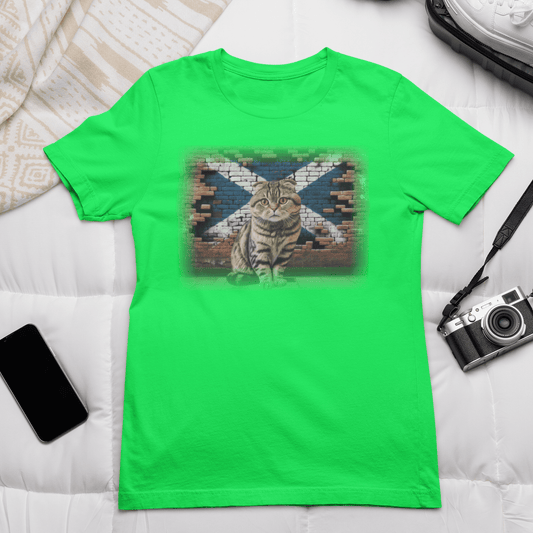 A Scottish Fold cat on a t-shirt, reminding you to "Shake it off" because it's too cute to resist. 
