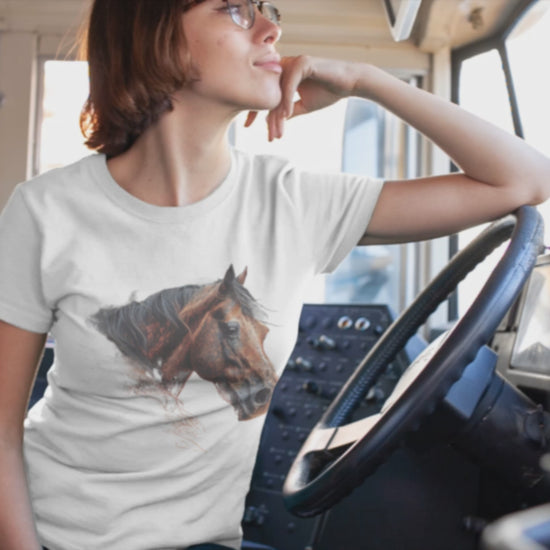 Graphic tee featuring a horse design.