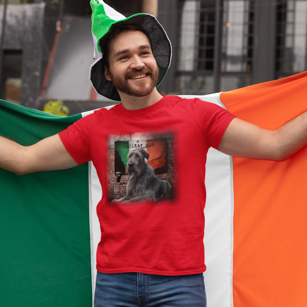 T-shirt featuring a majestic Irish Wolfhound dog