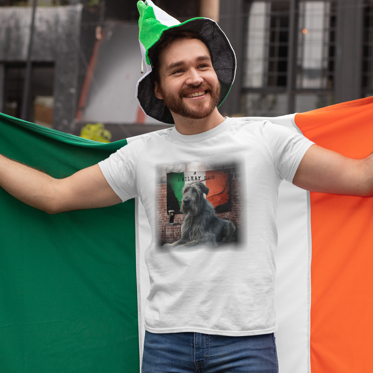 T-shirt featuring a majestic Irish Wolfhound dog