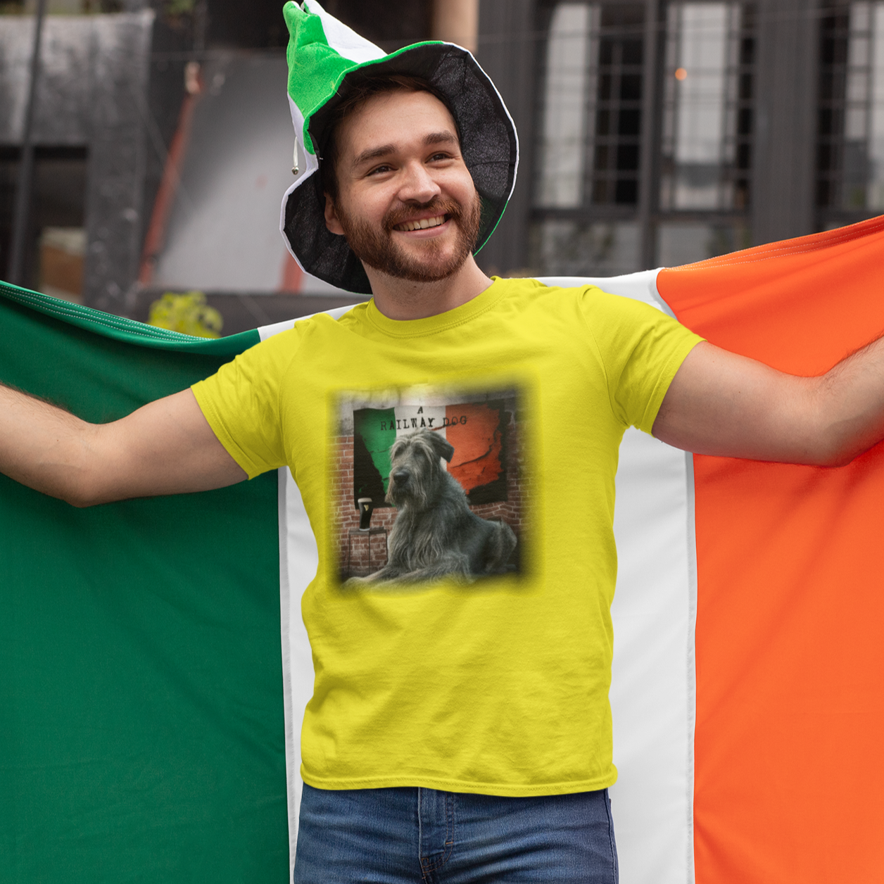 T-shirt featuring a majestic Irish Wolfhound dog