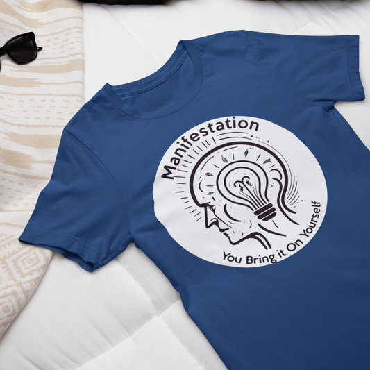 Graphic T-shirt promoting manifestation and mindfulness, with symbolic imagery or text related to personal growth and positivity.