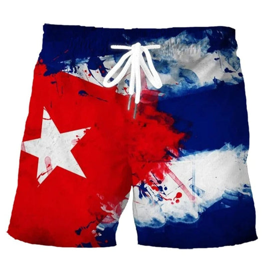 Retro Cuban Flag Board Shorts E