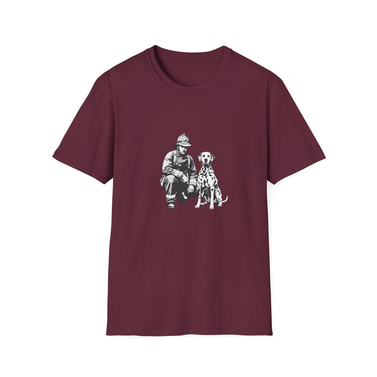 Firefighter & Dalmatian T-Shirt – Vintage Dog Lover Graphic Tee, Unisex Cotton - That Should Be on a T-Shirt