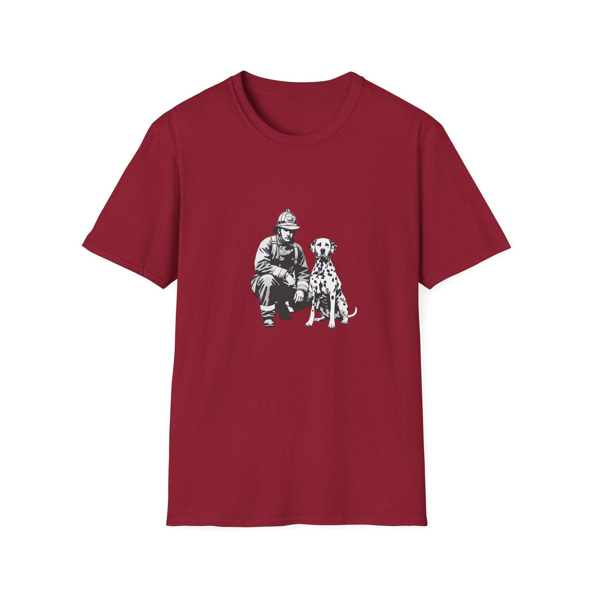 Firefighter & Dalmatian T-Shirt – Vintage Dog Lover Graphic Tee, Unisex Cotton - That Should Be on a T-Shirt