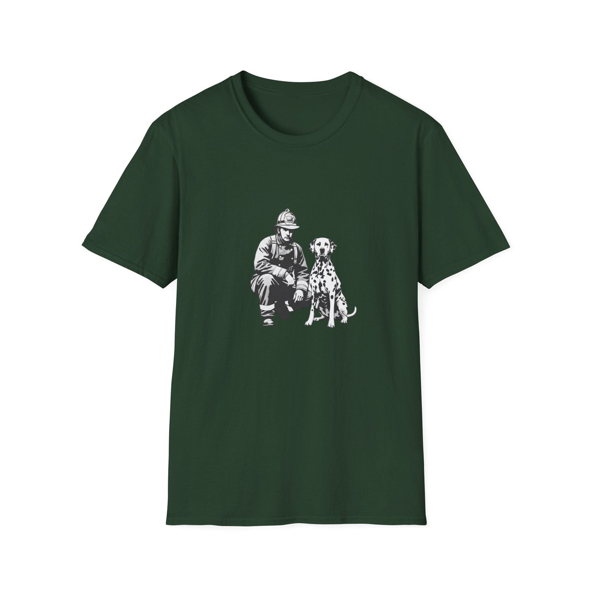 Firefighter & Dalmatian T-Shirt – Vintage Dog Lover Graphic Tee, Unisex Cotton - That Should Be on a T-Shirt