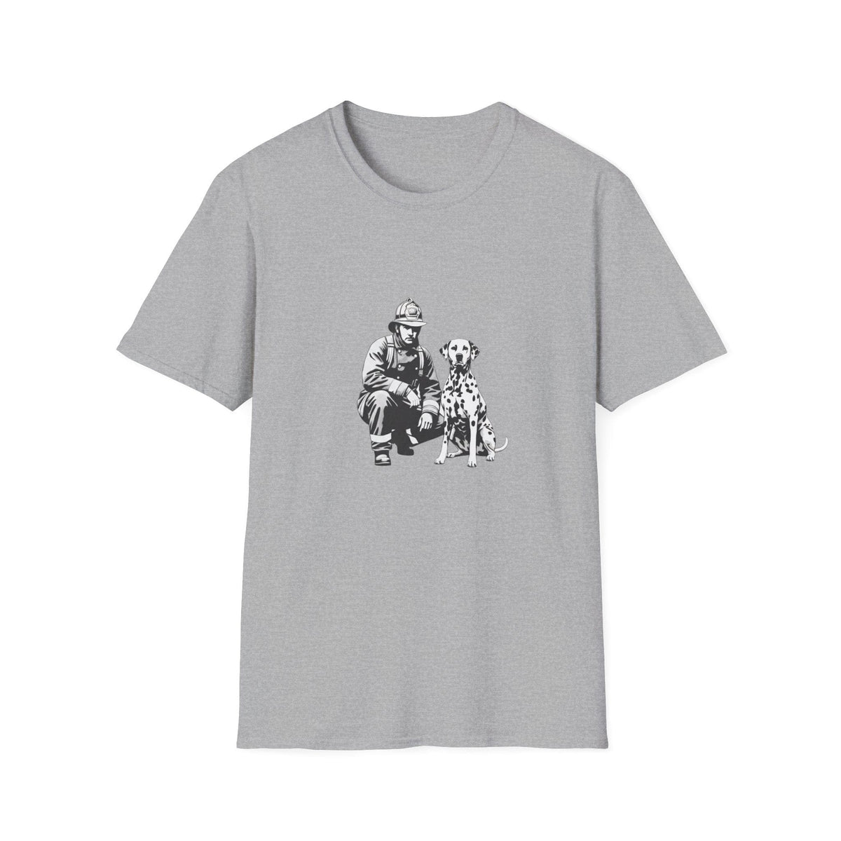 Firefighter & Dalmatian T-Shirt – Vintage Dog Lover Graphic Tee, Unisex Cotton - That Should Be on a T-Shirt