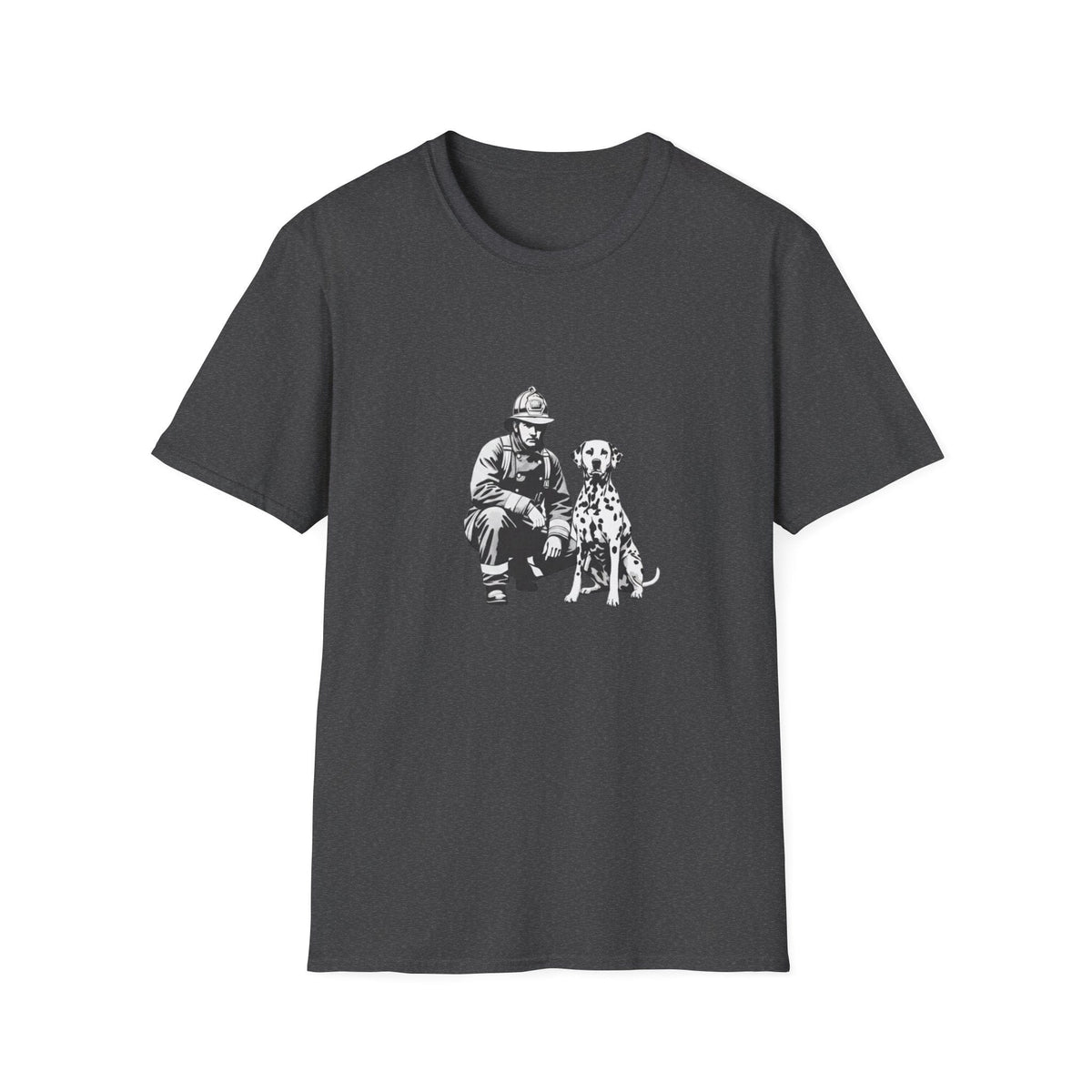 Firefighter & Dalmatian T-Shirt – Vintage Dog Lover Graphic Tee, Unisex Cotton - That Should Be on a T-Shirt