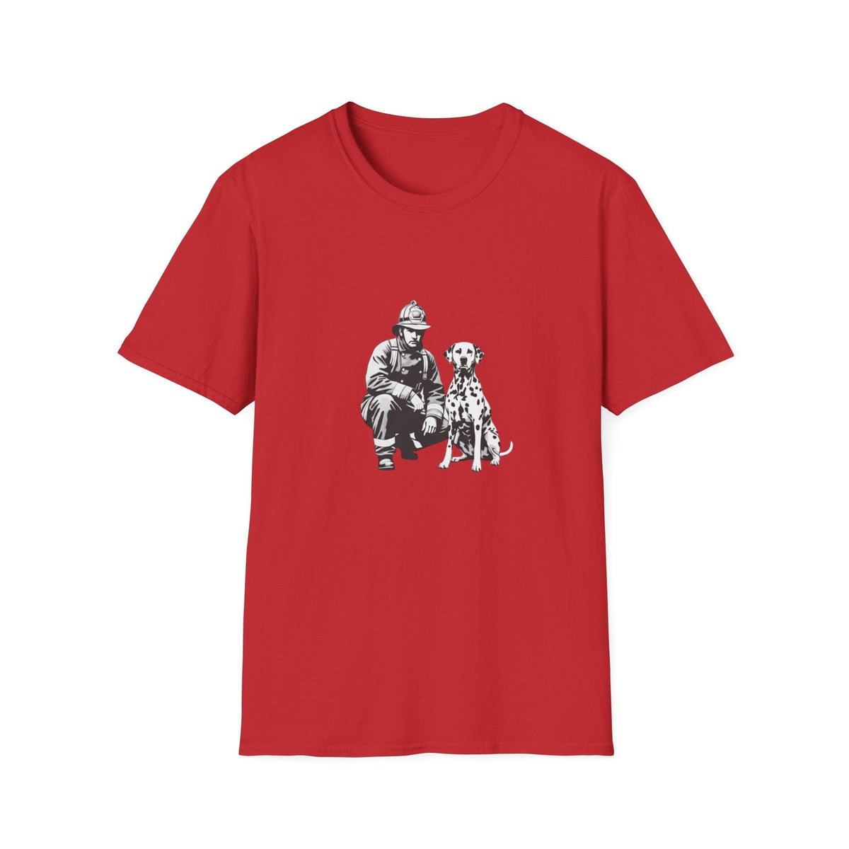 Firefighter & Dalmatian T-Shirt – Vintage Dog Lover Graphic Tee, Unisex Cotton - That Should Be on a T-Shirt