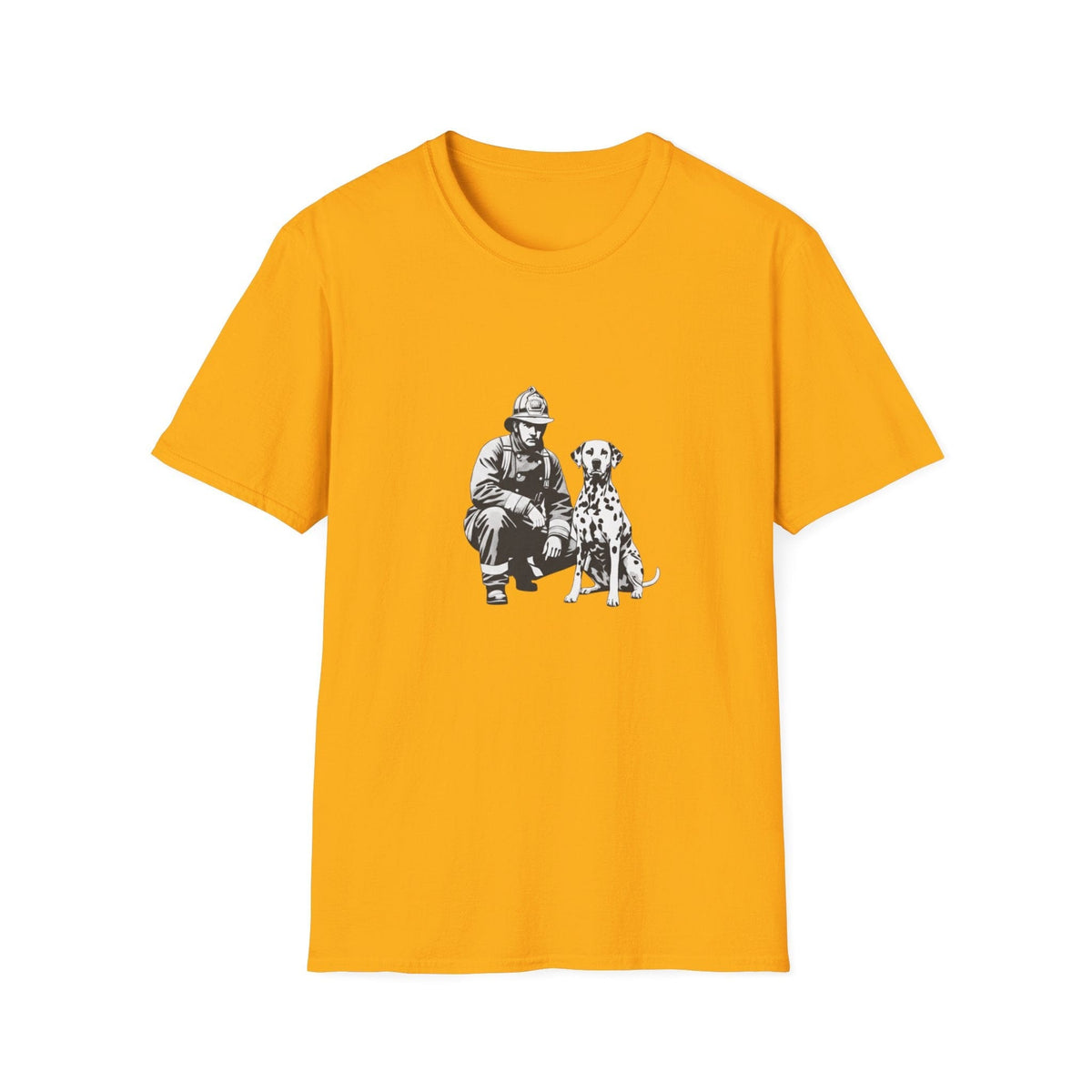 Firefighter & Dalmatian T-Shirt – Vintage Dog Lover Graphic Tee, Unisex Cotton - That Should Be on a T-Shirt